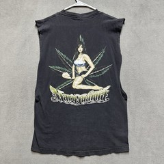 Vintage Weed Tee Shirt Mens L Black Sleeveless Mary Juanita Graphic Sexy Girl
