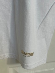 New Men’s True Religion White T Shirt Metallic Gold Foil Horseshoe Logo Size XL