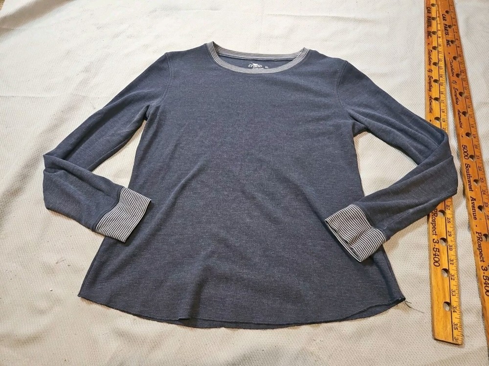 Crane Shirt Mens XL BLUE Thermal Base Layer Waffle Knit Casual Tee Top