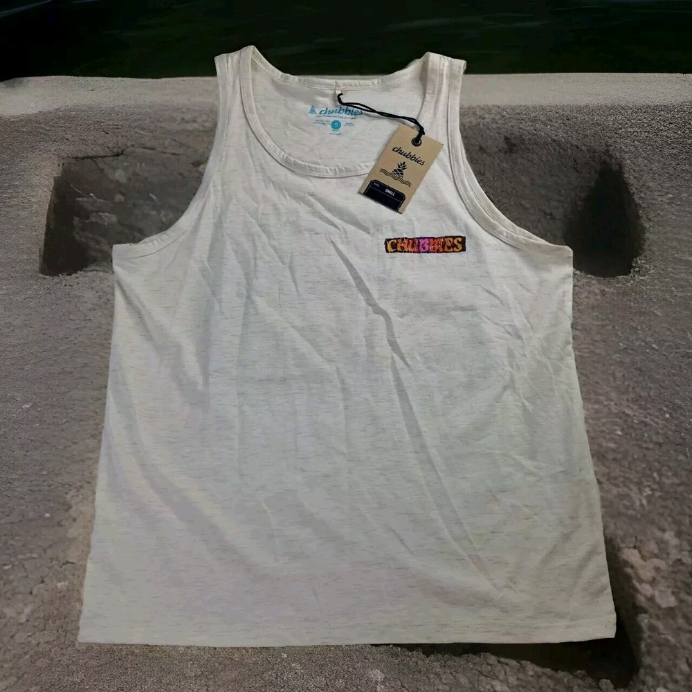 Chubbies Men’s The Wind Slammer Tank Top Graphic Sunset Waves Size S New W/ Tag