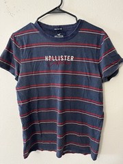 Hollister Must Have Striped Crew Neck T Shirt Men’s Small Navy Blue