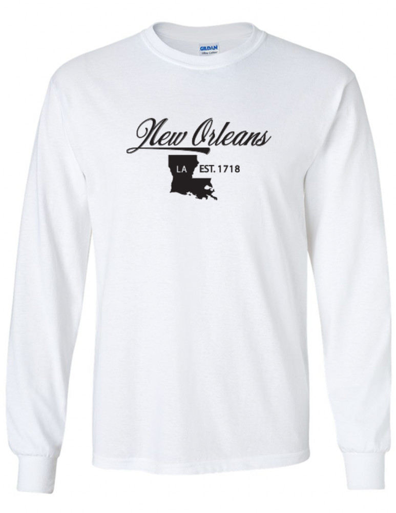 New Orleans Louisiana State T-Shirt Long Sleeve Graphic Tees Unisex Apparel