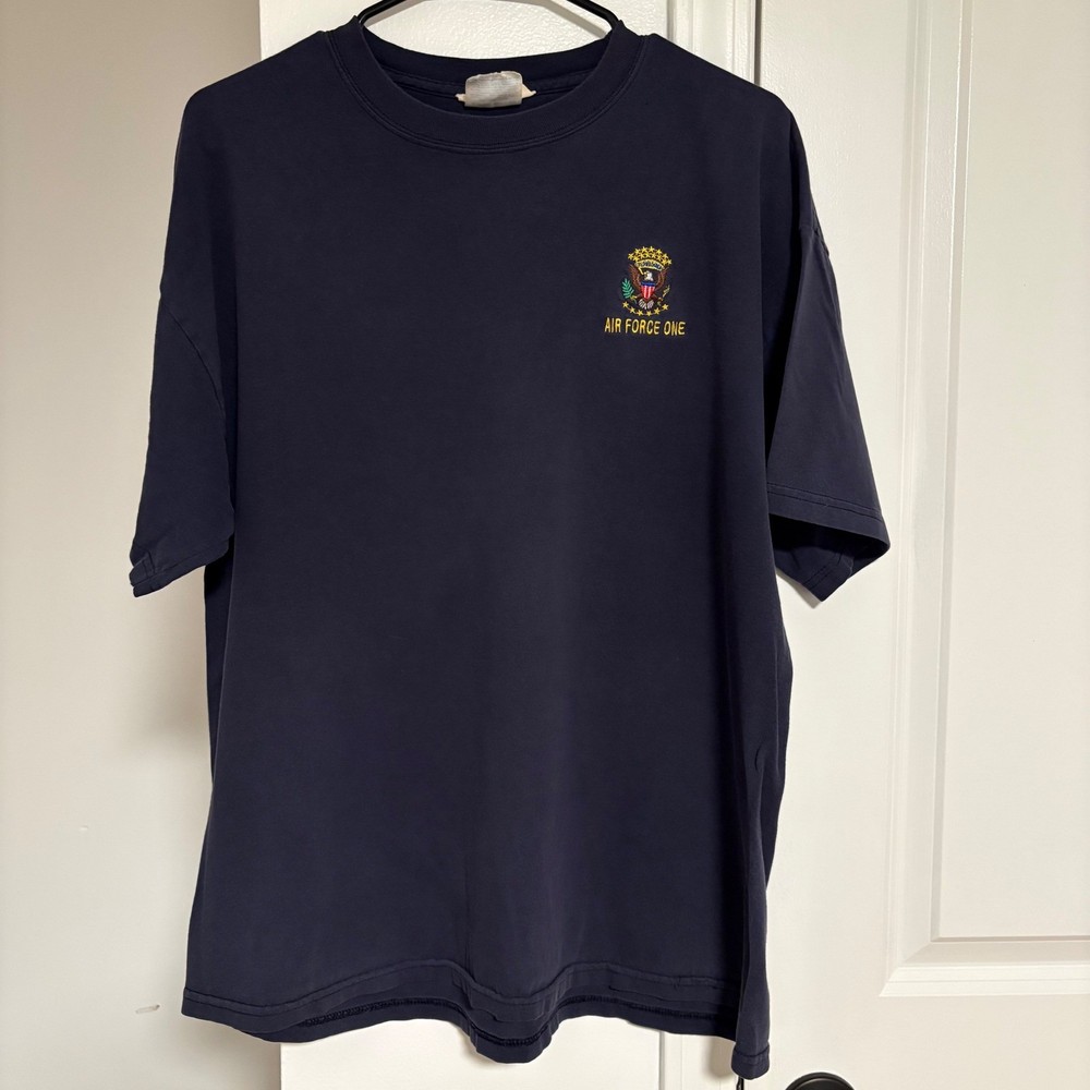 Air Force One Embroidered T Shirt Navy Blue Adult XL