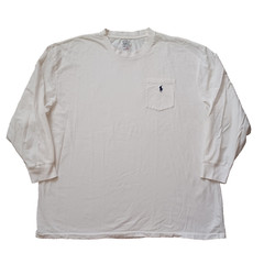 Polo Ralph Lauren T Shirt Mens 2XB White Logo Pocket Tee Long Sleeve