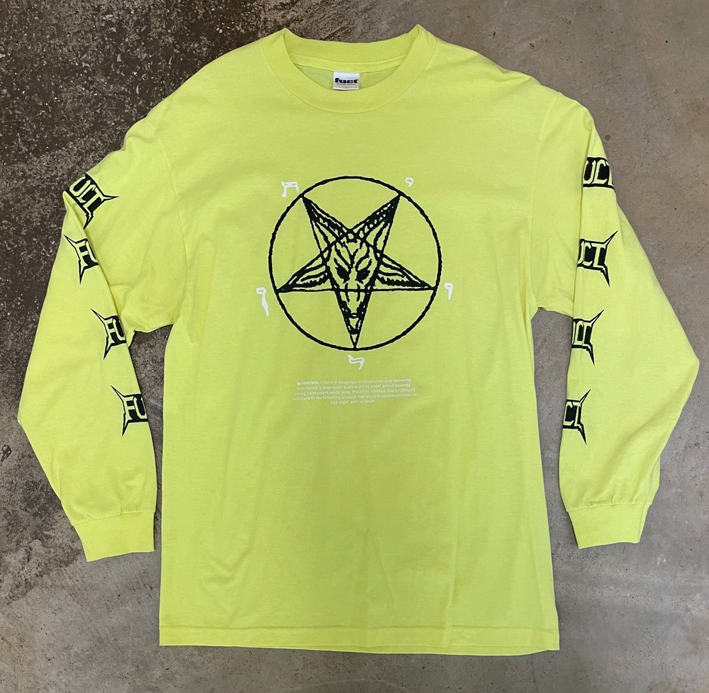 FUCT Cult Awareness 2020 Long Sleeve LARGE Safety Green Shirt RARE Erik Brunetti