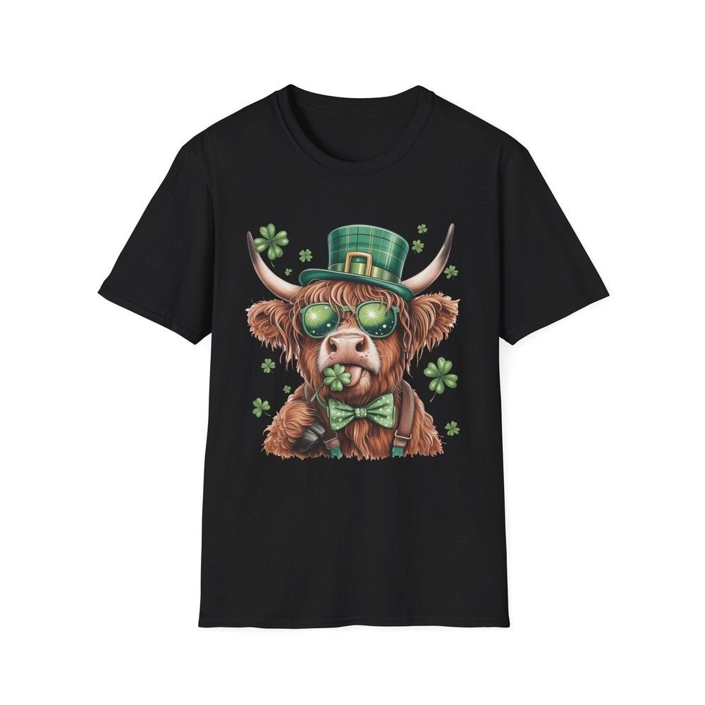 St. Patrick’s Highland Cow T-Shirt | Shamrock Hat, Bow Tie