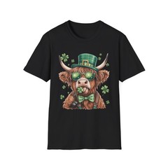 St. Patrick’s Highland Cow T-Shirt | Shamrock Hat, Bow Tie