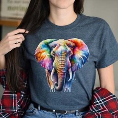 Artistic Elephant Color Splash Unisex T-shirt Black Navy Dark Heather