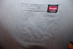 Wrangler Mens XLT 46-48 Cotton Workwear T-Shirt Pocket Logo Dark Gray Crew Neck