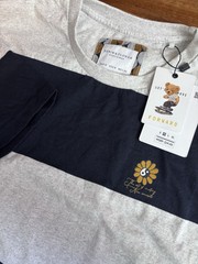 Denim & Flower Ricky Singh T-Shirt Men Medium Gray Black Striped Yin Yang Flower