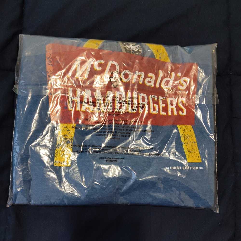 NWT Men’s Blue Vintage Style McDonald’s Hamburgers Graphic Tee Size 5X