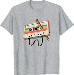 Retro Cassette Tape with Pencil 80s 90s Music Vintage Party T-Shirt