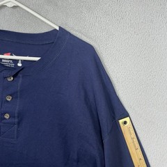 Hanes Henley Shirt Beefy Mens Size 2XL Blue 3 button Long Sleeve Cotton NWT