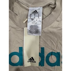 Adidas Mens Essentials Linear Logo T-Shirt Wonder Beige Teal IJ8652 Size S NEW