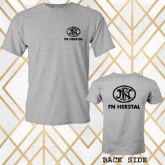 FN Herstal Firearms Guns Men’s Gray T-Shirt Size S – 3XL