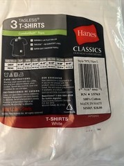 2010 Hanes Classic Tagless 3 pack T-Shirt Comfort Lay Flat Collar Tagless NEW