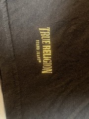 True Religion T-Shirt Mens XL Black Gold Metallic Logo Horseshoe Graphic Tee