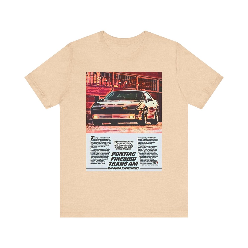 Firebird Trans AM Graphic Print Tee Shirt Short Sleeve Crewneck Retro Car NEW