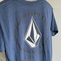 Volcom Men’s Medium Short Sleeve Graphic Tshirt Stone Logo Blue Crew Neck
