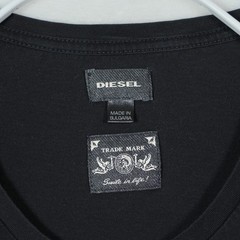 Diesel Mens Black Scoop Neck Pocket T-Shirt Metal Logo Plaque XL Cotton Bulgaria