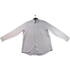 Stafford Button Down Shirt Mens Size 16.5 Purple White Striped Wrinklee Free