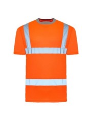 Mens Hi Vis Workwear T-Shirt High Visibility Tee Reflective Safety Security Top