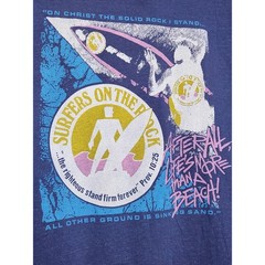 Vintage 70s 80s Christ Jesus Surf Single Stitch Beach Healthknit Large Blue