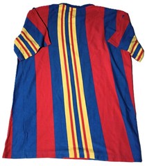 Karl Kani Vintage T-Shirt M Unisex Vertical Stripes Blue Red Yellow Embroidered
