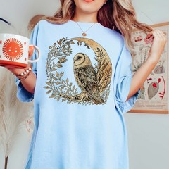 Celestial Cottagecore Barn Owl Moon Bird Wildlife Comfort Tee