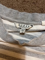 Guess Originals GUE$$ X ASAP Rocky Collab Embroidered Grey White Striped Shirt L