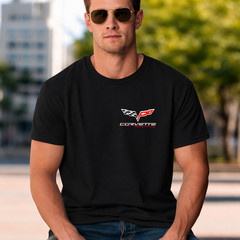 Corvette Racing Classic Black Tee with Soft Cotton Unisex Fit