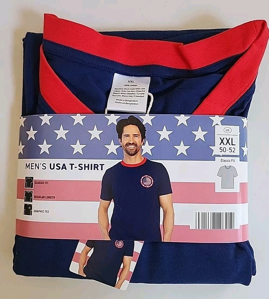 USA T-Shirt Oeko Tex Cotton Mens Sz XXL (50/52) Graphic T-Shirt Classic Fit NEW