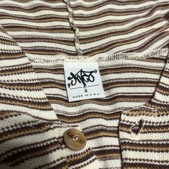 Vintage Jnco Shirt Mens 2 Beige Stripe Henley Hoodie Embroidered Made In USA 90s