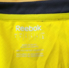 Reebok Men’s Size L Solid Gray & Yellow Workout Running Crew-Neck T-Shirt