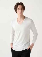 UNIQLO Men’s Heat Tech Long Sleeve V Neck T-shirt 472911 New 2024