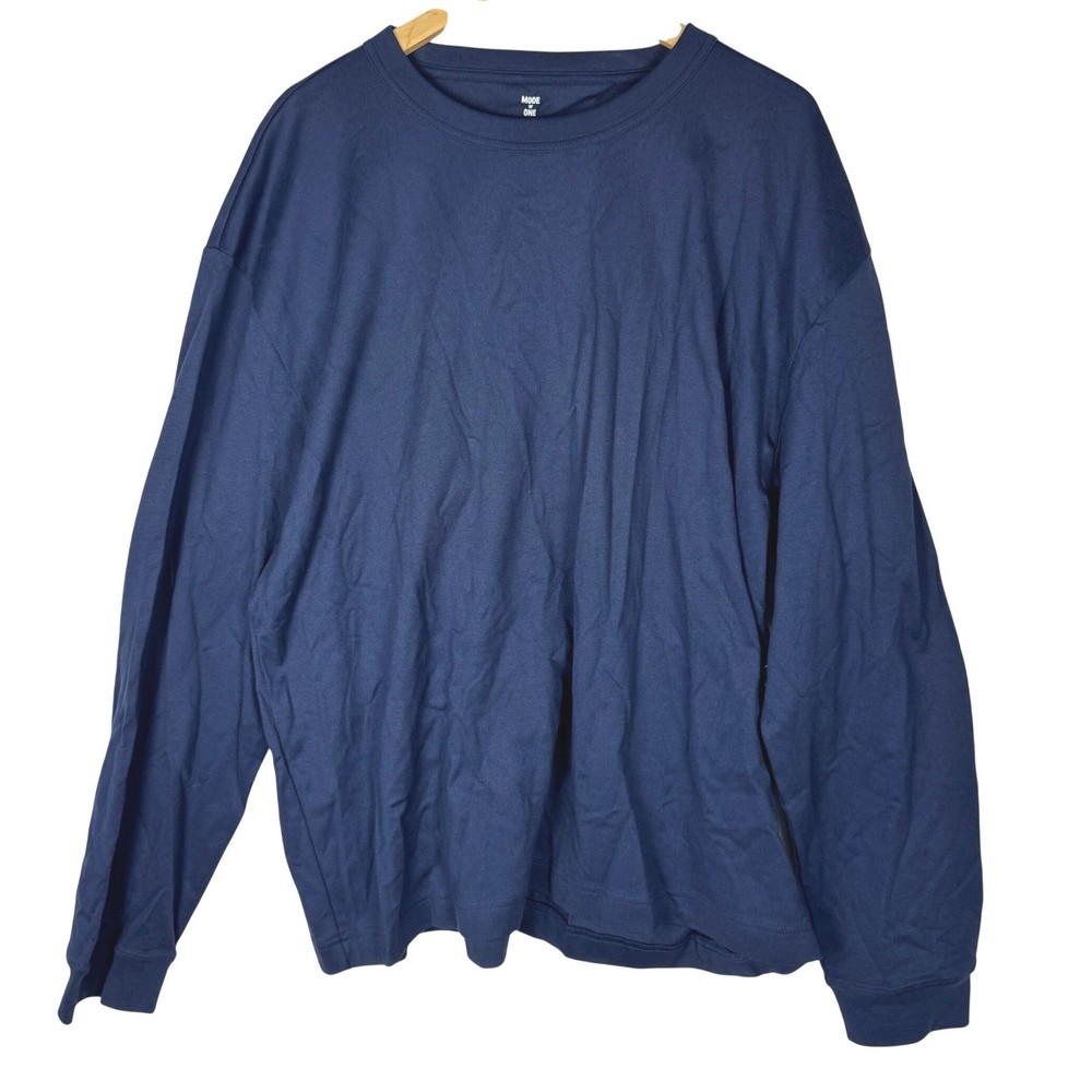 Mode of One Mens Long Sleeve Relaxed Fit T-Shirt Caspian Waters Blue XXL NEW