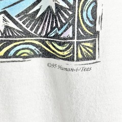 Vintage Human-i-Tees T Shirt World Peace Single Stitch XL White 90s Y2K Original