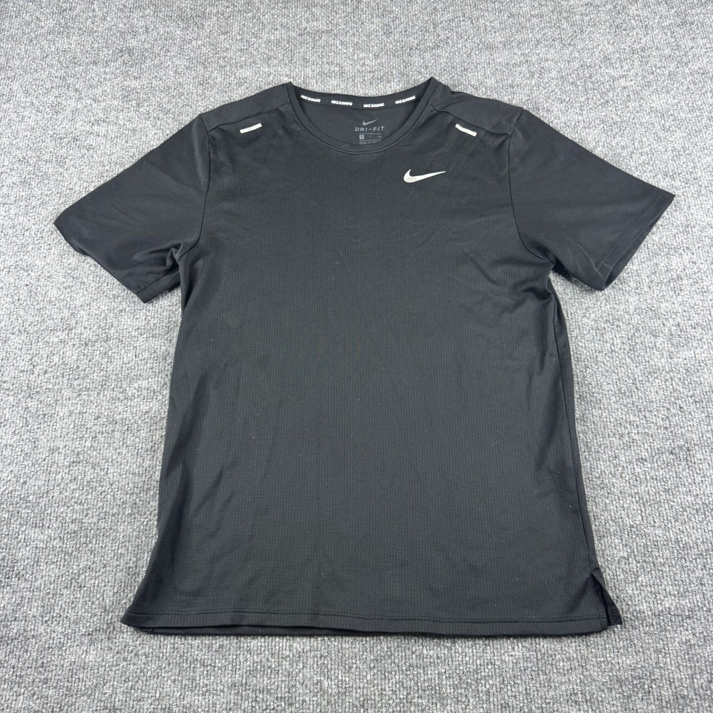 Nike Running Shirt Men S Black Short Sleeve Dri Fit Activewear Workout Gym Train