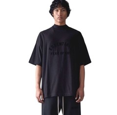FOG Fear of God EssentialsLogo Mock Neck Black Collection Crew Tee Shirt Medium