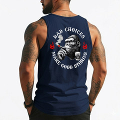 Bad Choices Make Good Stories Funny Monkey (On Back) Tank Top