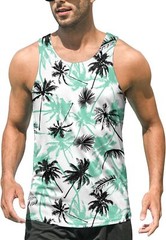 Mens Beach Tank Tops Fashion Graphic Quick Dry Sleeveless Shirt for Beach