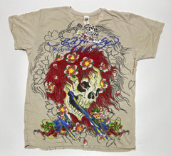 Authentic New Vintage Men’s Ed Hardy V-Neck T-shirt Beautiful Ghost Beige L-2XL