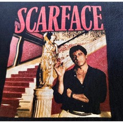 Scarface Tony Montana Graphic T-Shirt Mens Large Black Cotton Movie Promo Tee