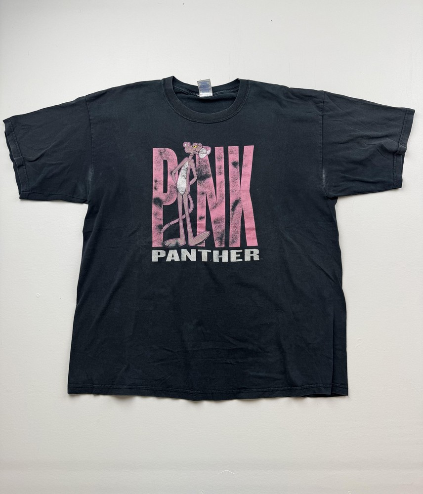 Vintage Pink Panther Shirt Mens XL Black Cartoon Graphic Tee Preshrunk VTG