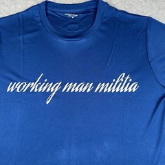 Working Man Militia T-shirt Mens M Blue WMM Graphic Print Lion Short Sleeve