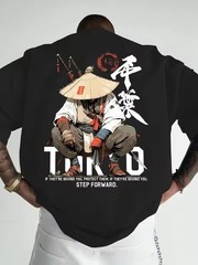 Anime Samurai Tokyo Warrior 100% Cotton T-Shirt Summer Loose Street Unisex Tee