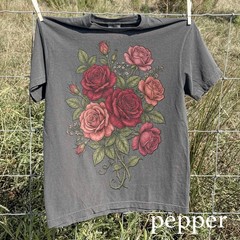 Retro Rose Graphic T-Shirt Vintage Floral Botanical Garden Tee