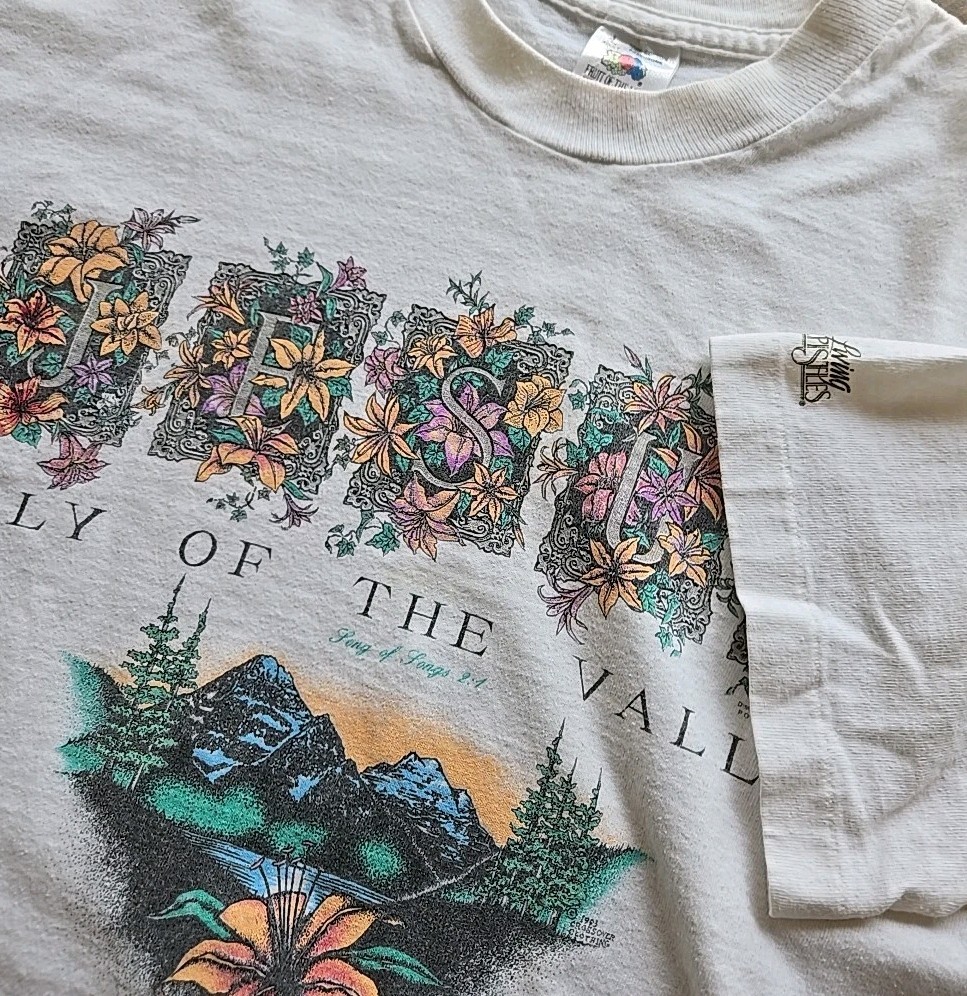 Vintage 90s Jesus Lily of the Valley Shirt L Fruit of the Loom Living Epistles