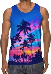 Mens Beach Tank Tops Fashion Graphic Quick Dry Sleeveless Shirt for Beach