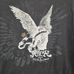 Avirex Men Shirt XL Black Graphic Eagle Grunge Y2K Tee Logo Short Sleeve